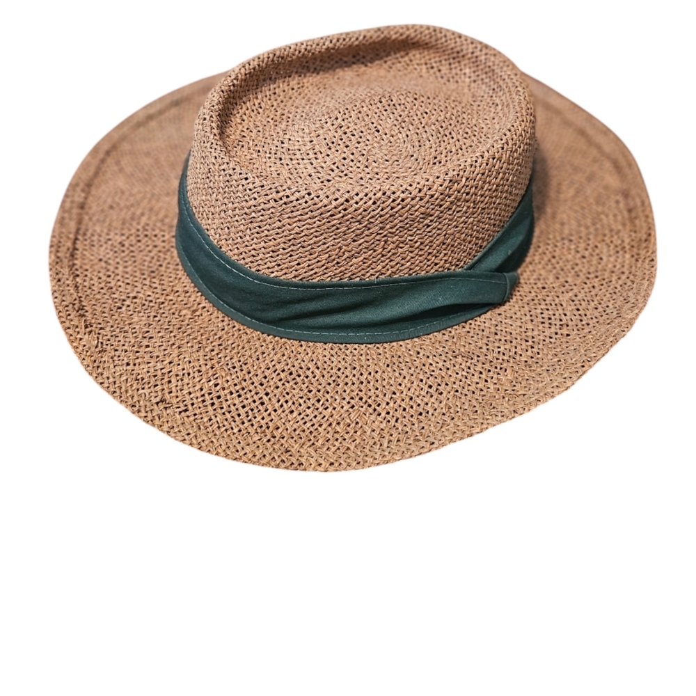 Turner Hat Company Straw Sun Hat with Green Band One Size Fit Most